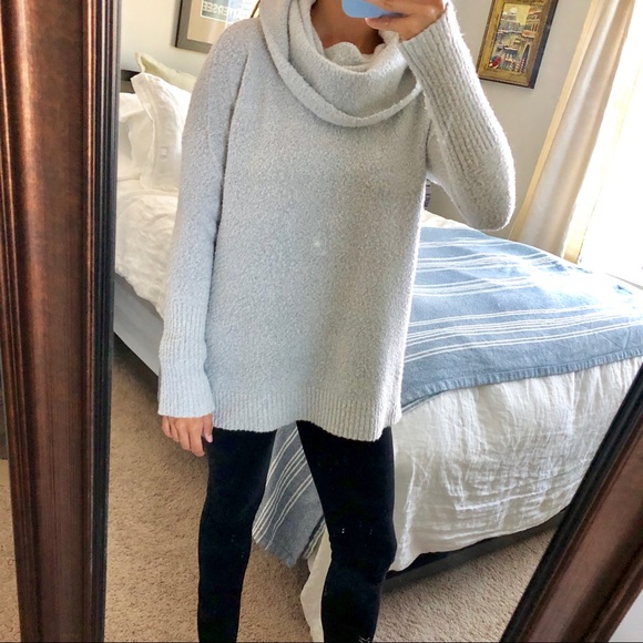 French Connection Fuzzy Grey Cowl Neck Sweater Sm - Picture 2 of 9